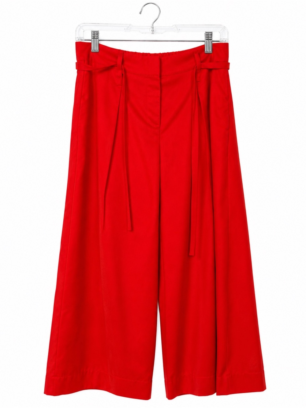 Nine West Red Wide Leg Tie Waist Pants Size 6 NWOT Cropped High Rise